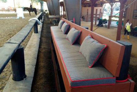 Boxed and welted cushions on a bench